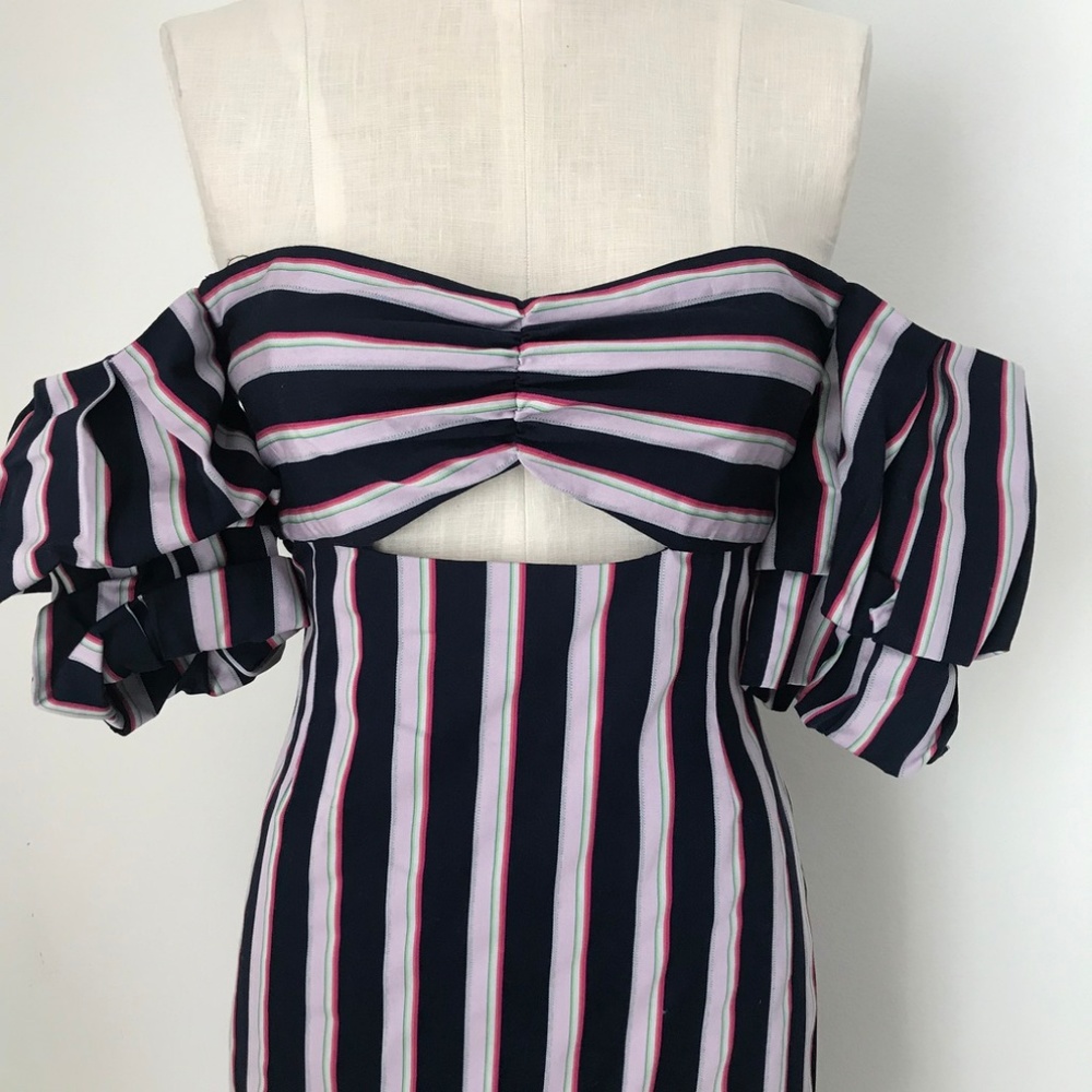Wayf Stripe Over The Shoulder Open Front Dress - image 3